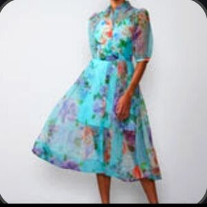 Beautiful floral organza shirt dress